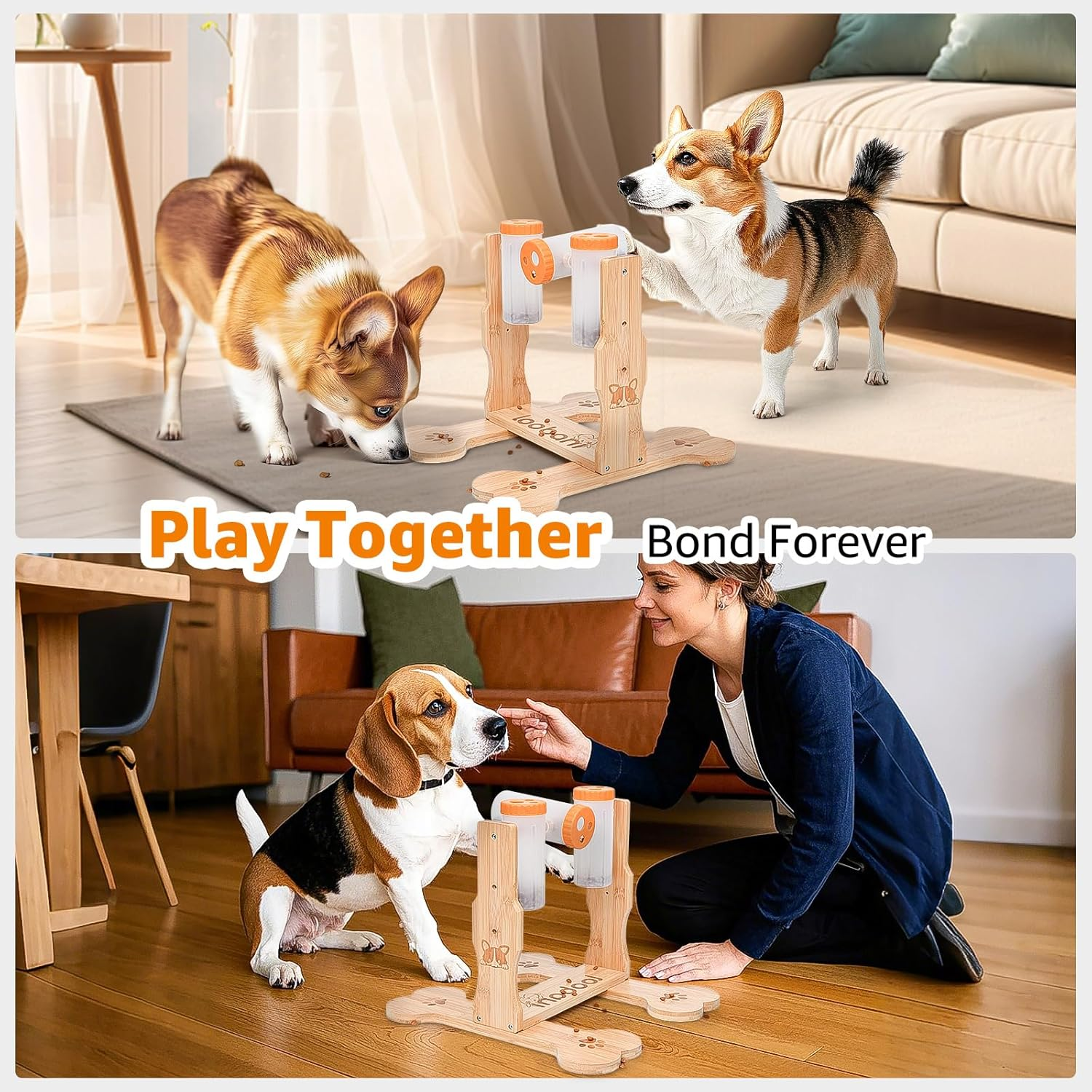 LOOBANI Dog Puzzle Toys Wooden - Interactive Dog Toys for Mental Stimulation, Treat Dispensing, Food Slow Feeder for Small to Large Dogs