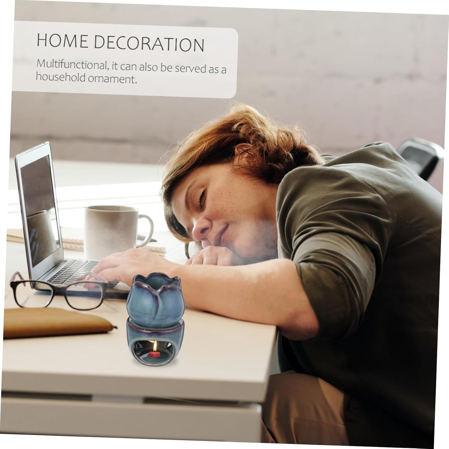 Ceramic Aromatherapy Burner Tulip Incense Stove Aroma Heating Holder for Home Decor for Living Use Incense Burner Holder image number 1