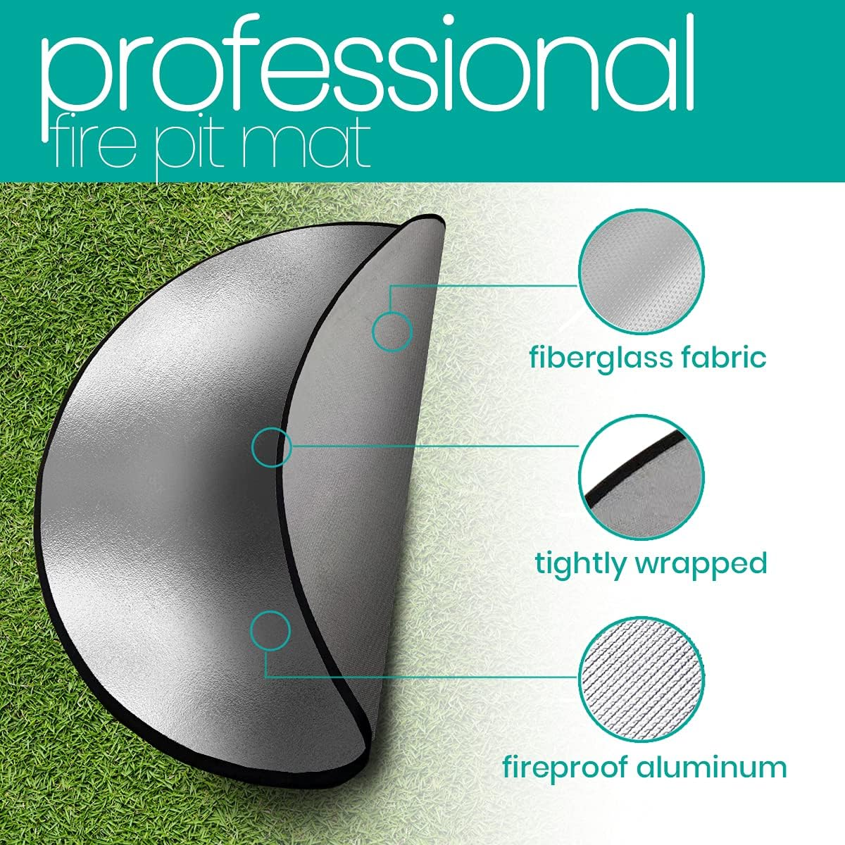 Fire Pit Mat - round Fireproof Mat for under Fire Pit - Easy to Clean Heat Resistant Undergrill Mats for Outdoor Grill - Heat Shield Rug Great as a Grill Mat, Smoker Pad, on Patio (36 In) image number 3