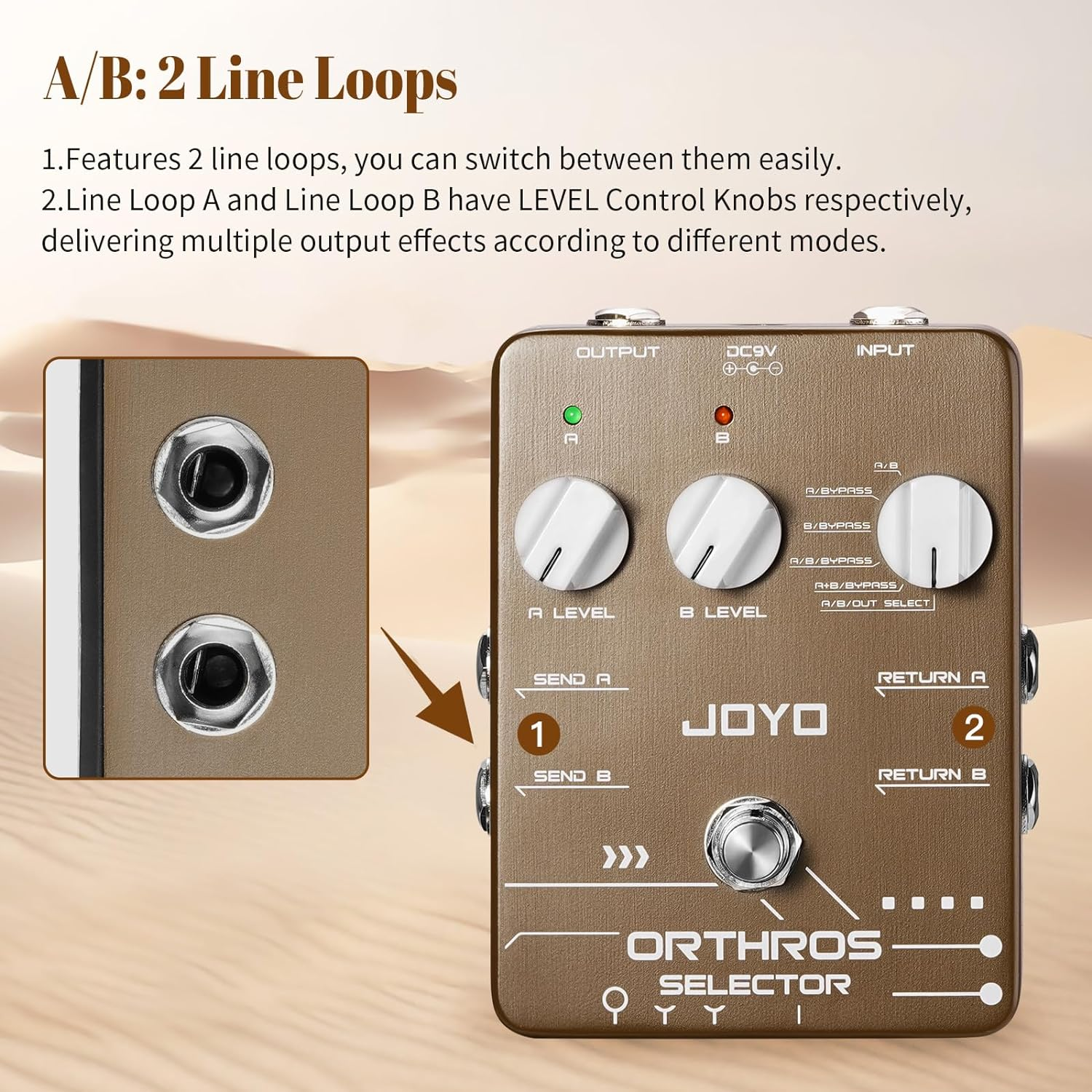JOYO Line Selector Guitar Pedals 6 Mode Switch with AB 2 Effect Loops Independent Control Channel for Electric Guitar Bass (ORTHROS SELECTOR JF-24) image number 5