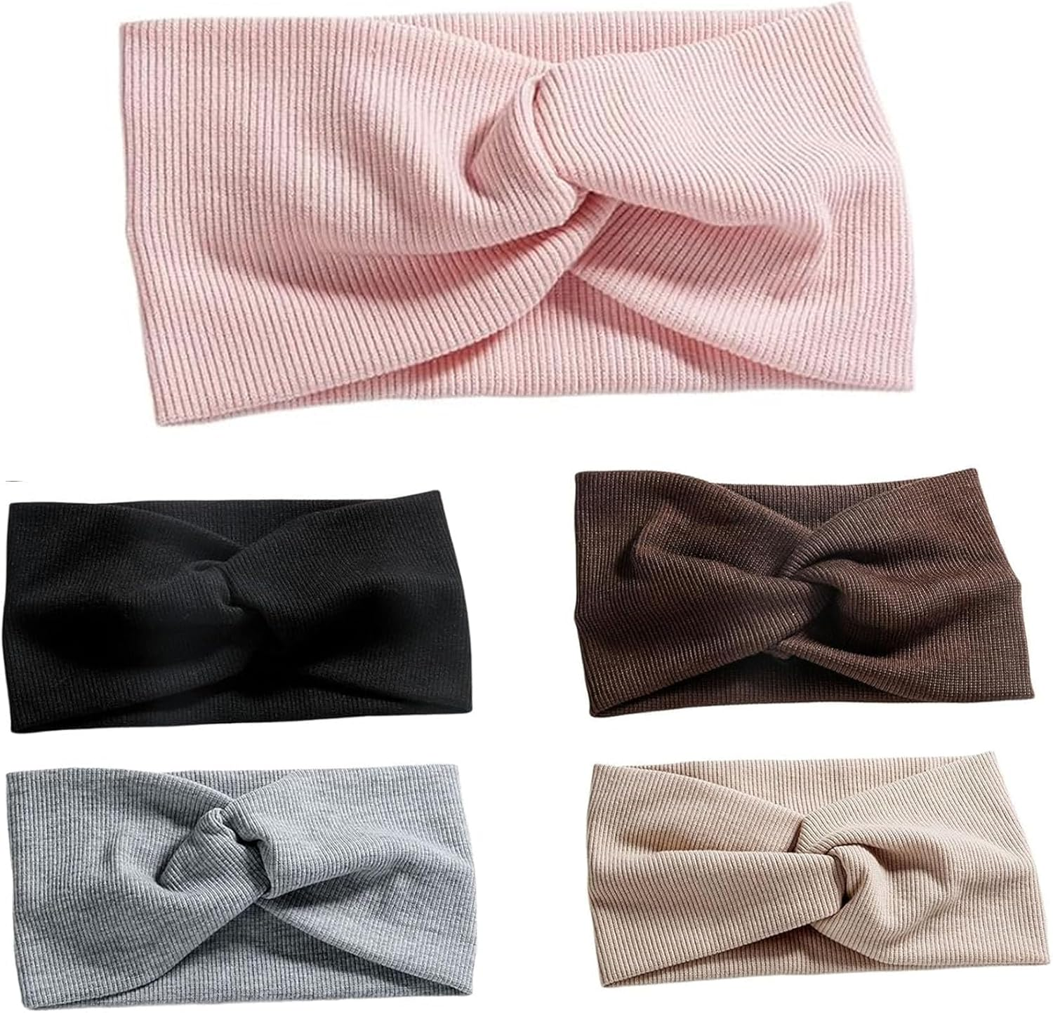 Alriedy Elastic Headbands, Pack of 5 Cotton Hair Bands for Men and Women, Thin Sports Headbands for Yoga and Fitness, Warm and Non-Slip, Ideal for Everyday Use and Sports