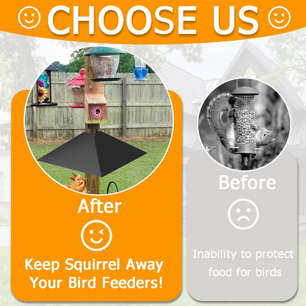 Metal Anti-Squirrel Baffle for 4X4 Post Suspension Mounting, 17-Inch Raccoon Proof Guard for Outdoor Wood Poles, Rodent Proof Suspension Guard Protects Bird Feeders and Pole Holders from Squirrels