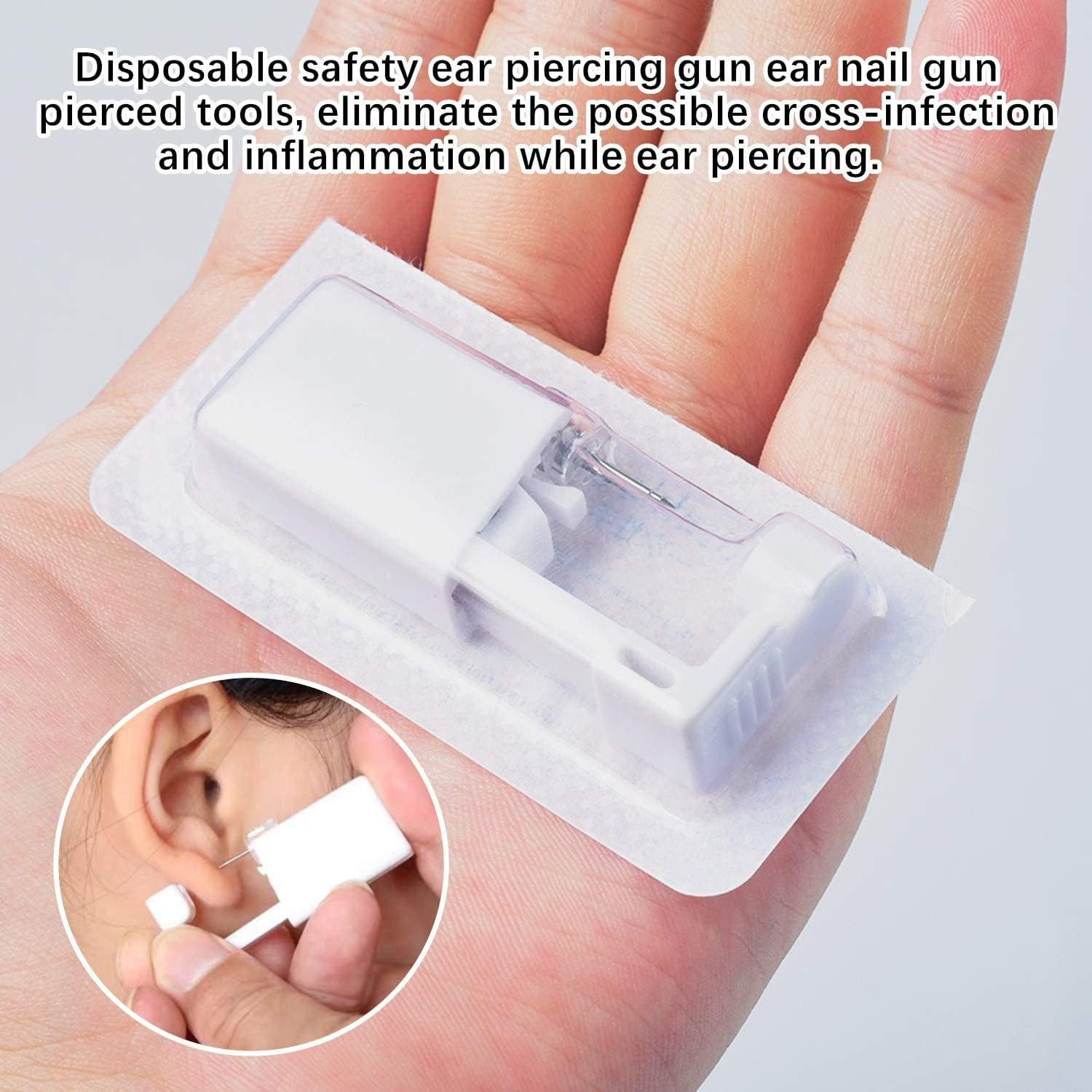 Nose Piercing Gun - Kiragrace 2 Pack Self Nose Piercing Kit Unit Disposable Nose Piercing Gun with Nose Stud Piercing Kit Tool for Cartilage Tragus Helix Piercing Gun Piercing Jewelry (Silver),