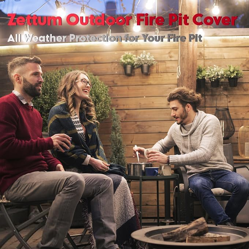 Zettum Fire Pit Cover round 28 Inch - Outdoor Firepit Cover Heavy Duty & Waterproof, 600D Patio Fire Table Cover Gas Fire Pit Accessories Fit 27" Solo Stove Yukon Series Firepit - 28 X 28 X 16 Inch image number 1