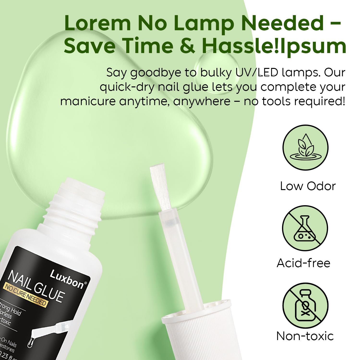 Luxbon Nail Glue and Glue Remover Set 2 X 7Ml &ndash; Medical-Grade Press on Nails Fasle Nail Tips Adhesive &ndash; No UV Needed, Odorless, Non-Toxic, Strong Hold for Fake Nails image number 5