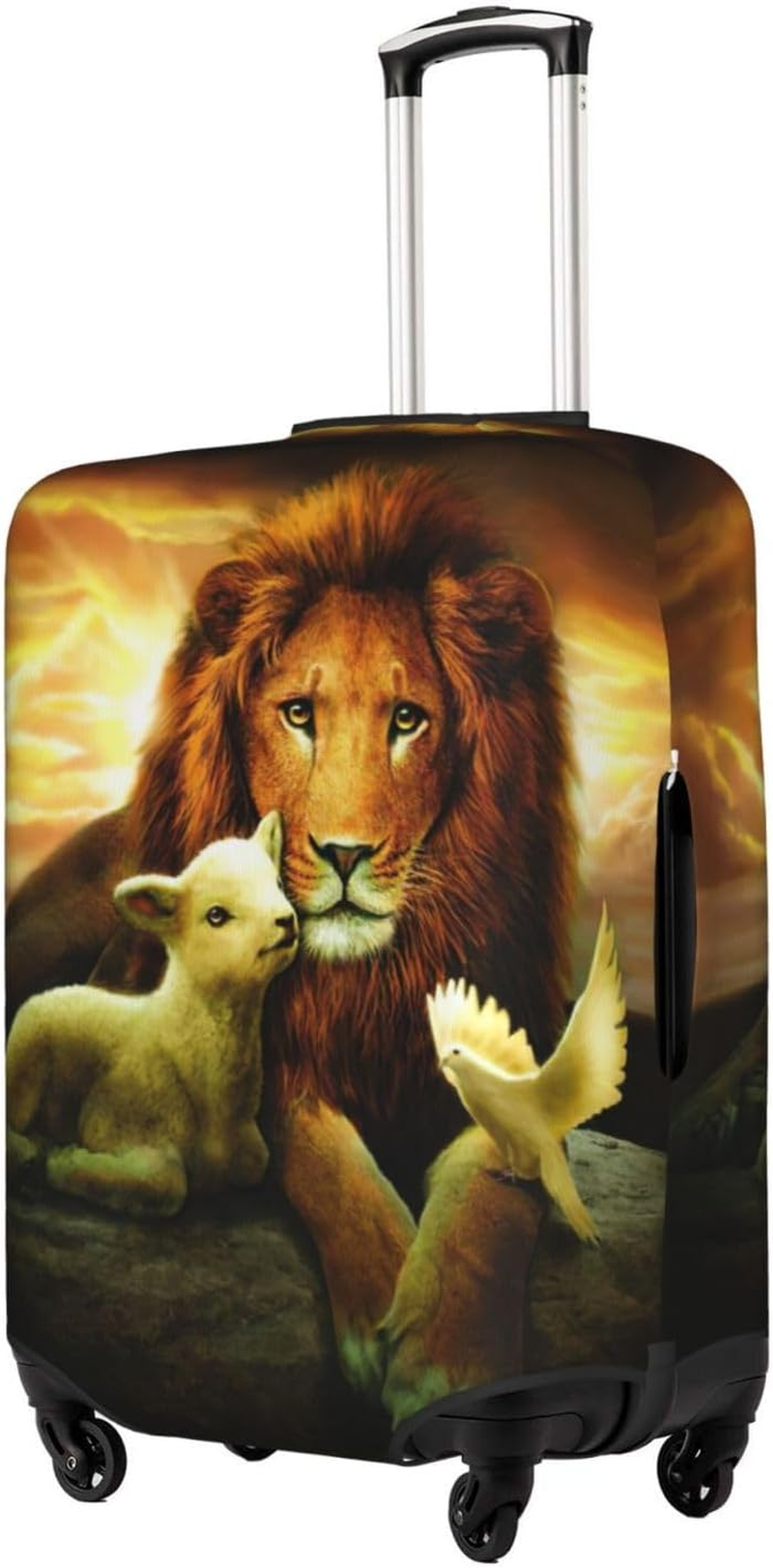Odddot Sunset Lion Lamb Bird Print Travel Luggage Cover,Suitcase Protector Cover, Washable Baggage Covers,For 18-32 Inch Luggage, Sunset Lion Lamb Bird, Large image number 2
