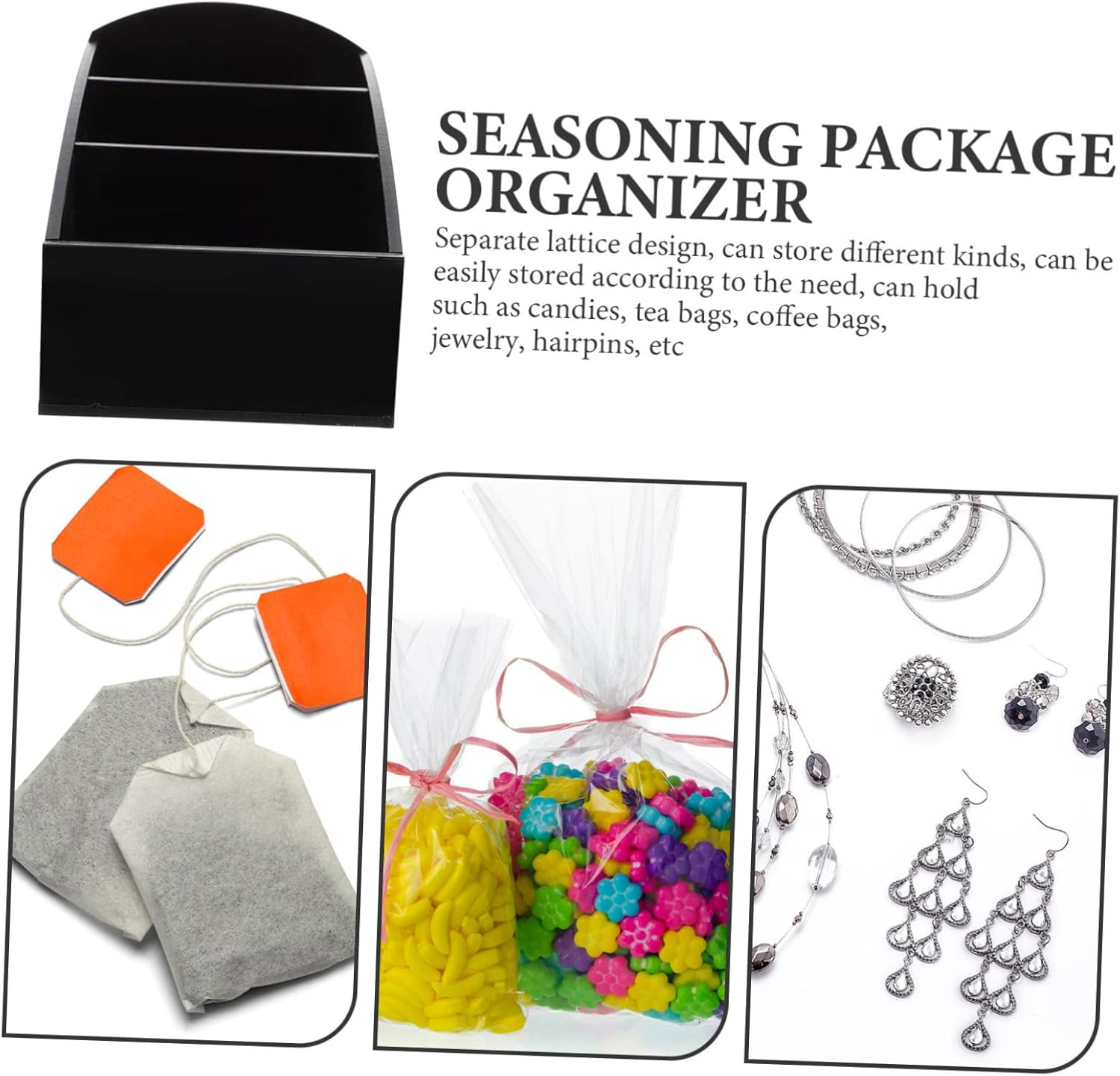 FELTECHELECTR 2Pcs Coffee Station Organizer Box Black Sugar Packet Holder Small Tea Bag Storage Container Desktop Coffee Bar Supplies Holder for Home and Caf&eacute;