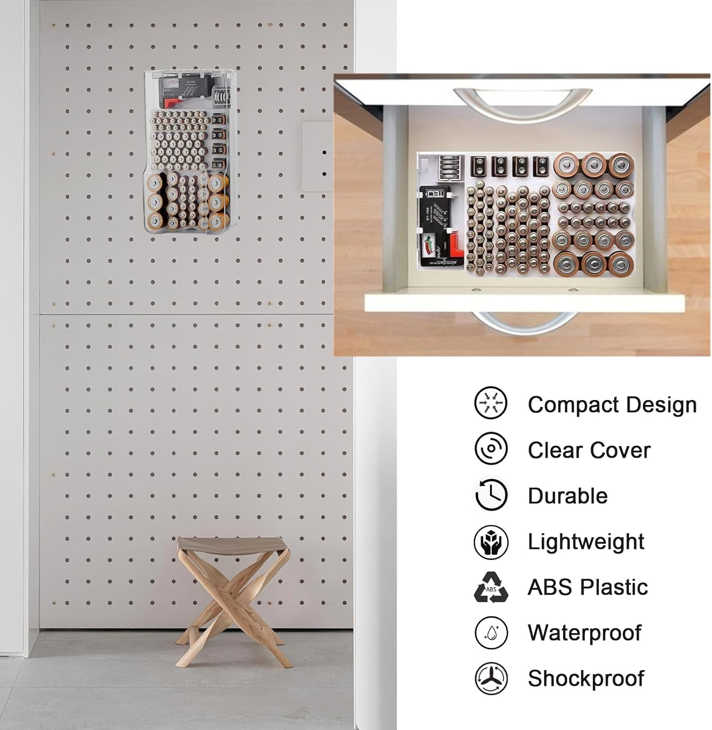 Battery Box Organiser Storage Organiser with Battery Tester image number 3