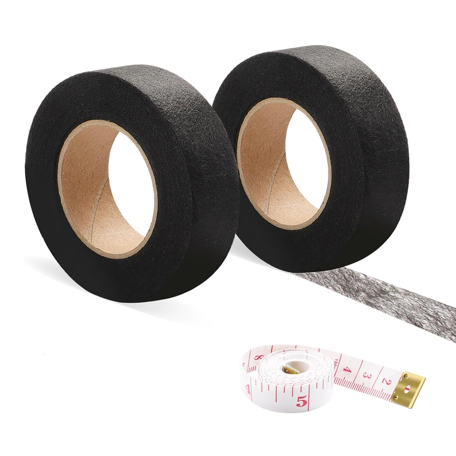 2 Rolls Iron Hemming Tape, Hemming Web, Iron on Tape for Skirts, Pillows, Jeans and Curtains,2Cm Wide * 24 Metres Long with Tape Measure(White)