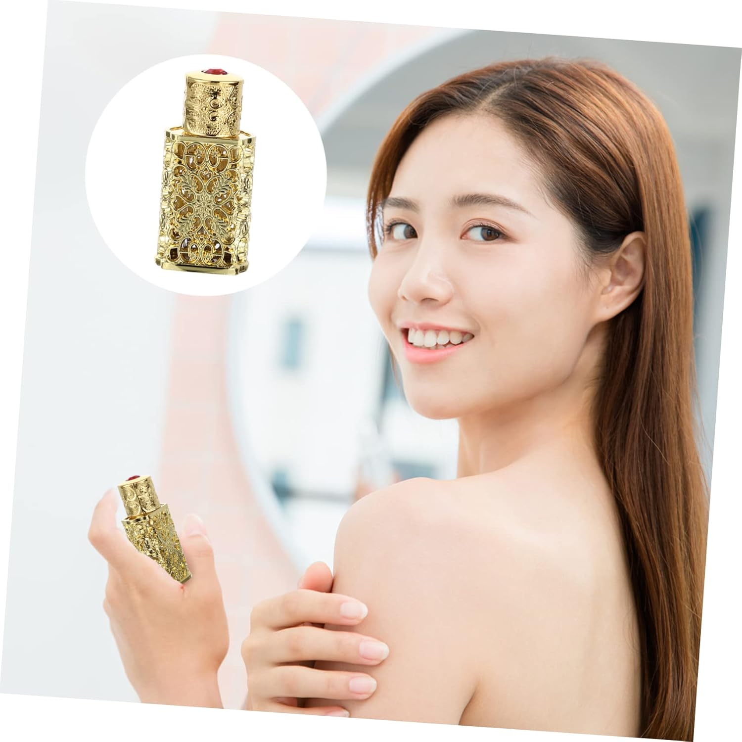 3Pcs Spray Bottle Hollow Flower Engraving Antique Design Essential Oil and Perfume Storage for Travel Crafts and Daily Use image number 1