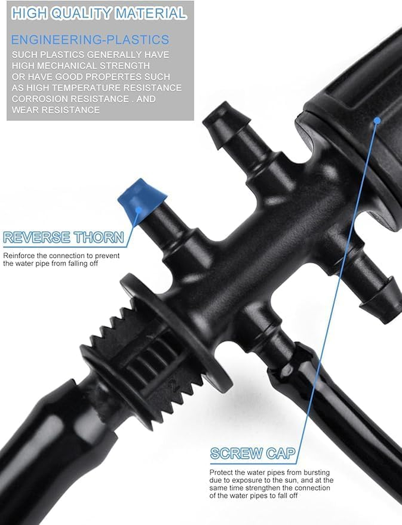 20PCS Barbed Tee 1/2" to 1/4" Drip Irrigation Fittings, Anti-Drop Barbed Hose Parts Connectors for 12Mm/16Mm to 4Mm/7Mm Drip Systems 6 Way Adapter（Black） image number 5