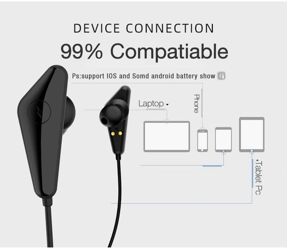 Headphones Neckband Earphones with HD Mic 68Hrs Black image number 3