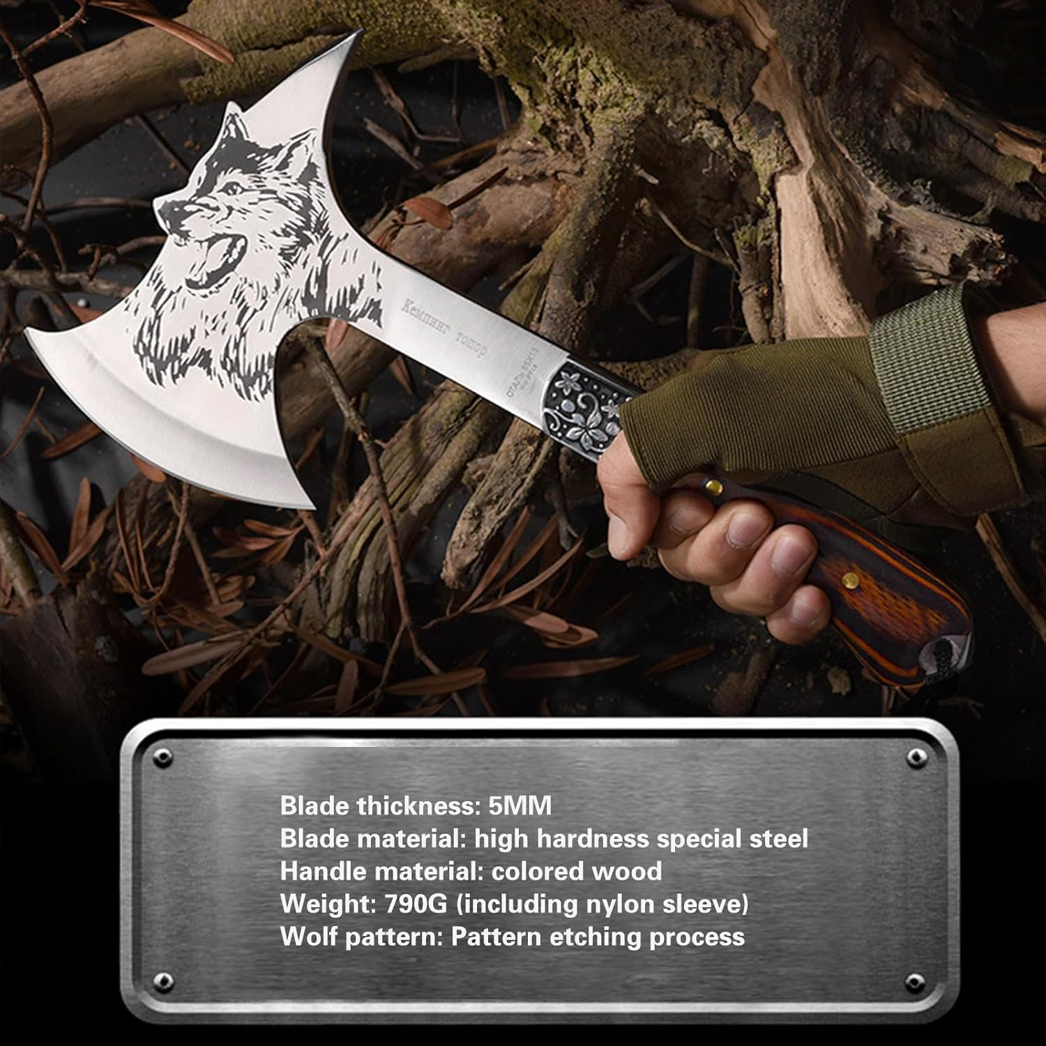 Vbvbip Multi-Functional Outdoor Axe - Garden Hatchet for Camping, Survival, and Tree Cutting - Portable Durable Design for Outdoor Enthusiasts image number 5