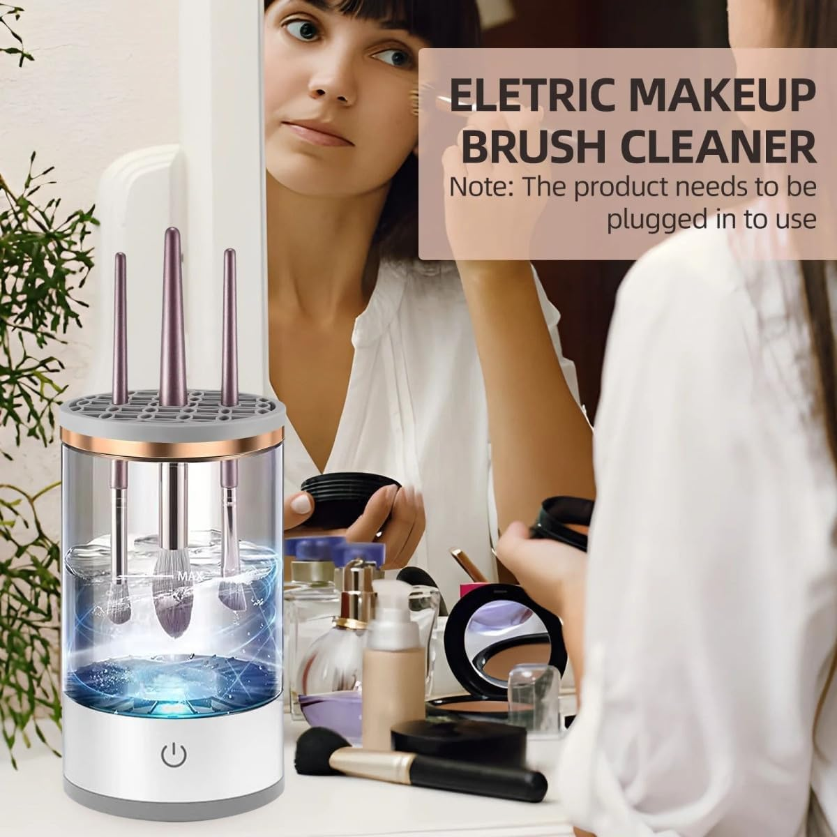 Electric Makeup Brush Cleaner - Professional Makeup Brush Cleaning Machine，Automatic Electric Makeup Brush Cleaner，Fast & Efficient Cleaner for Brushes image number 2