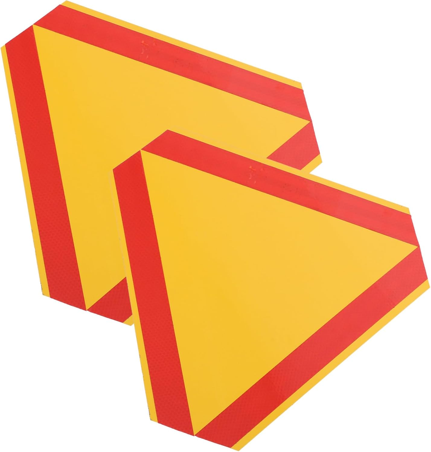 PRETYZOOM 2Pcs Reflective Triangle Vehicle Safety Signs Yellow Base and Red Border, 35Cm Aluminum Roadside Warning Triangles for Trucks and Low-Speed Vehicles