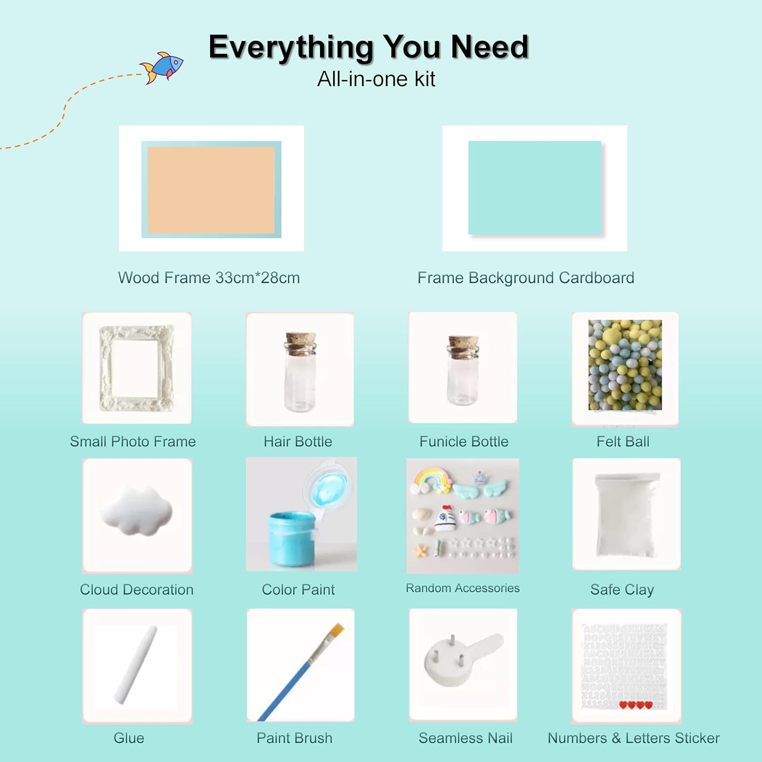 Blue Green Footprint and Handprint Personalized Picture Frame, All-In-One Boys Baby Shower Decorations for New Moms Gift, Set-With Hand and Foot Clay Mold and Casting Kit for Baby Registry Items, Newborn Essential Keepsake with Nursery Photo Frame image number 1