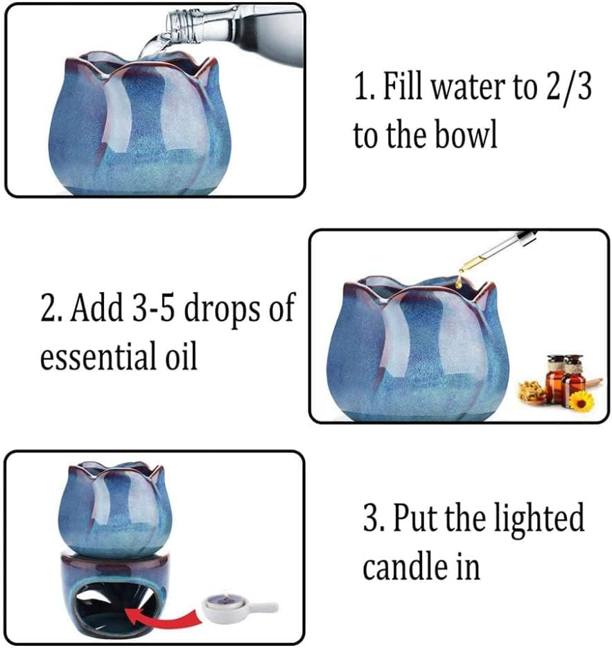 Sculpture Statue Antiques Collectables，Aromatherapy Aroma Burner Ceramic Oil Candle Wax Melt Burners Essential Oil Burner Set of 2, Diffuser Wax Burner Home Bedroom Decor image number 4