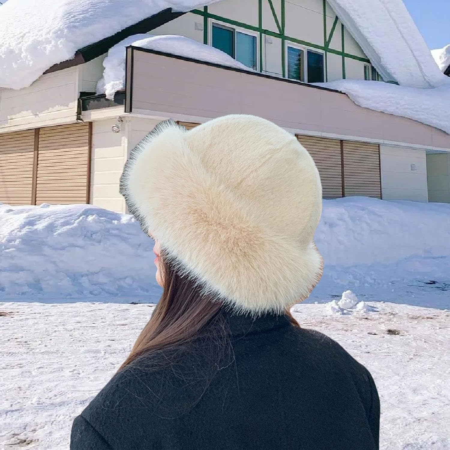 Kowaku Winter Faux Fur Hat Women Trendy Cossack Russian Hat for Camping Outdoor - Bean Paste Color image number 3
