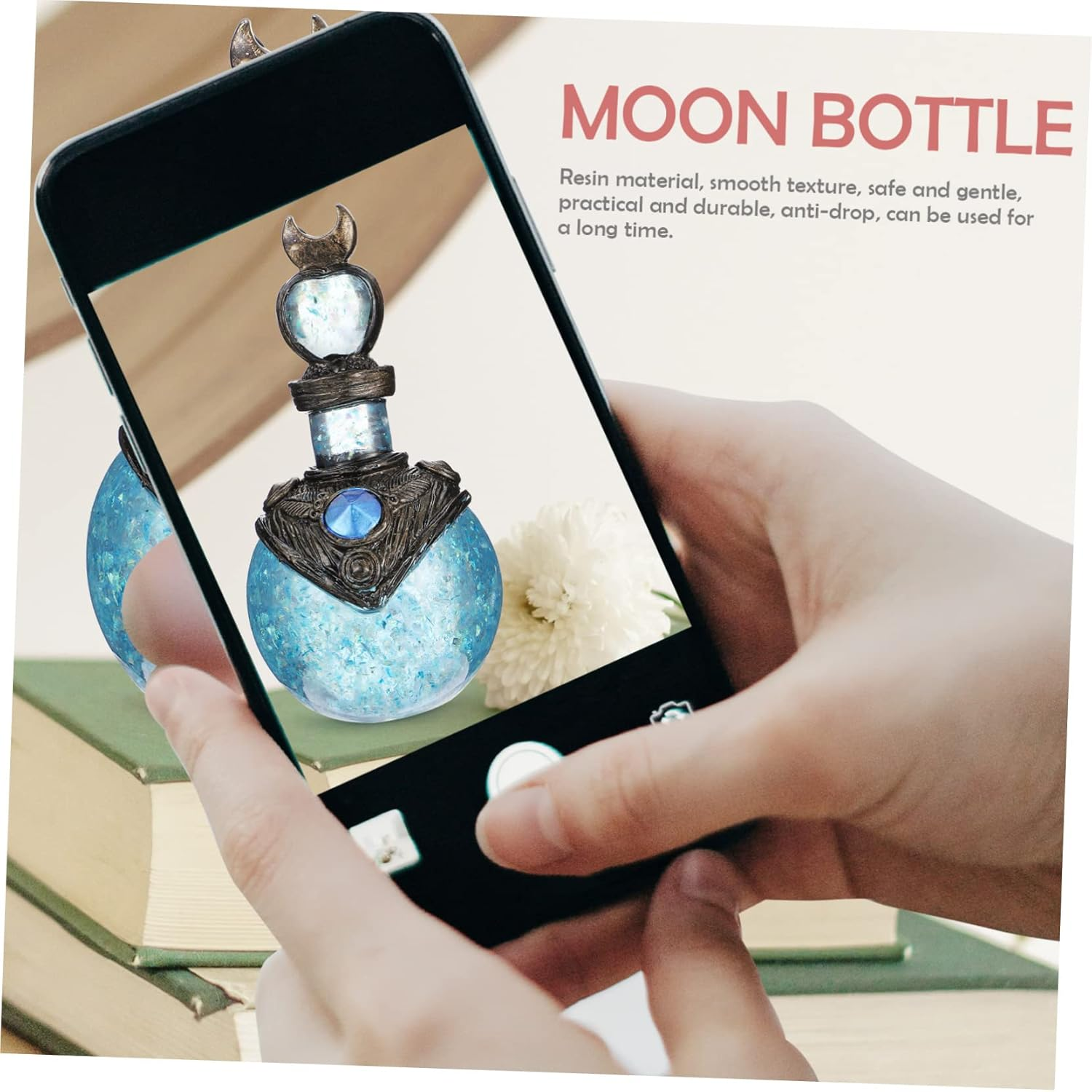 Yardenfun Moon Bottle Decoration Shiny Resin Craft Model Twinkle Adornment for Desktop Home Ornament Mermaid Gifts for Girls Indoor Christmas Decor image number 6