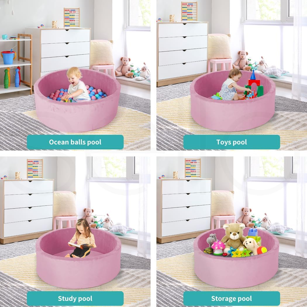 Bopeep Kids Ocean Balls Pit Baby Play Tent Playpen Mat Foam Pool Barrier Toy Padding Soft Child Fence (Pink-Without Balls) image number 5