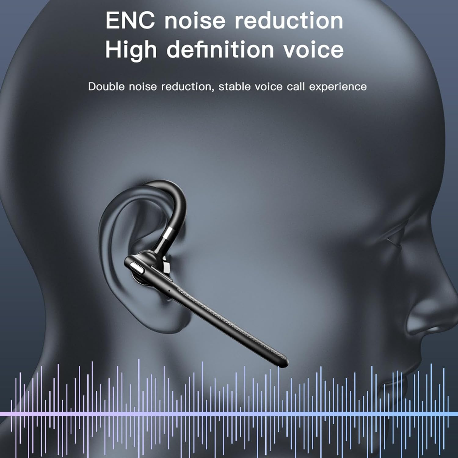 LICAEVEY Bluetooth Headset V5.4, Wireless Bluetooth Earpiece with 500Mah Charging Case 6 Hours Talking Time Built in Noise Canceling Double Mic Headphones for Driving Trucker image number 3