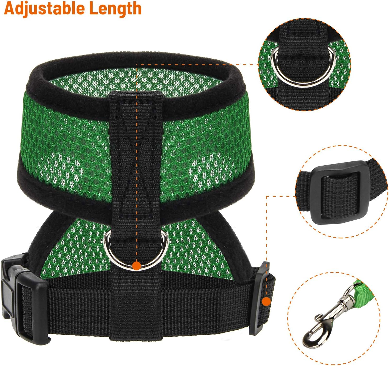 Chicken Harness with Leash, Adjustable Chicken Leash for Hens, Duck, Puppy (Green, M) - Green image number 4