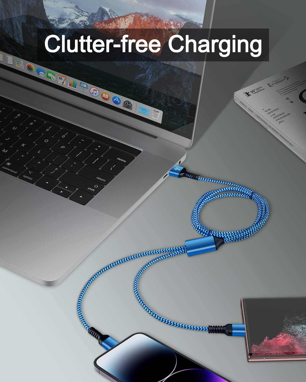 Multi Charging Cable 2-In-1, 4FT Long Multiple Charger Cord USB to Lightning & Type C Port and Android Braided Charging Wire for Iphone 16 15 Pro Max 14 13 12 8Plus, Ipad Air/Mini, Galaxy, Pixel image number 4