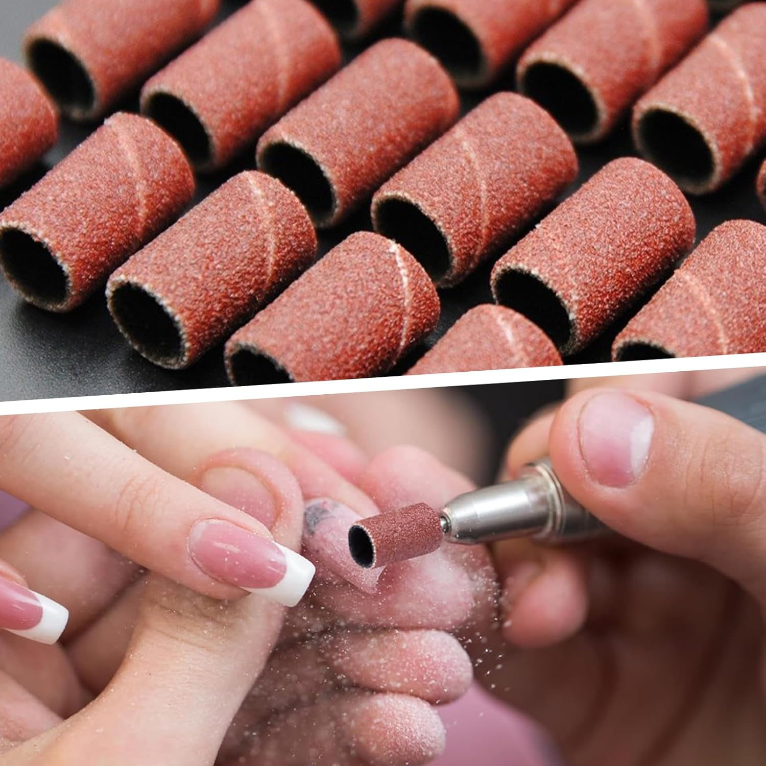 100 Pcs Nail Drill Bits Sanding Bands for Nail Drill 180 Fine Grit Nail File Sanding Bands - Nail Drill Bits and Nail Supplies to Stock Your Nail Tech Supplies with Tools image number 1