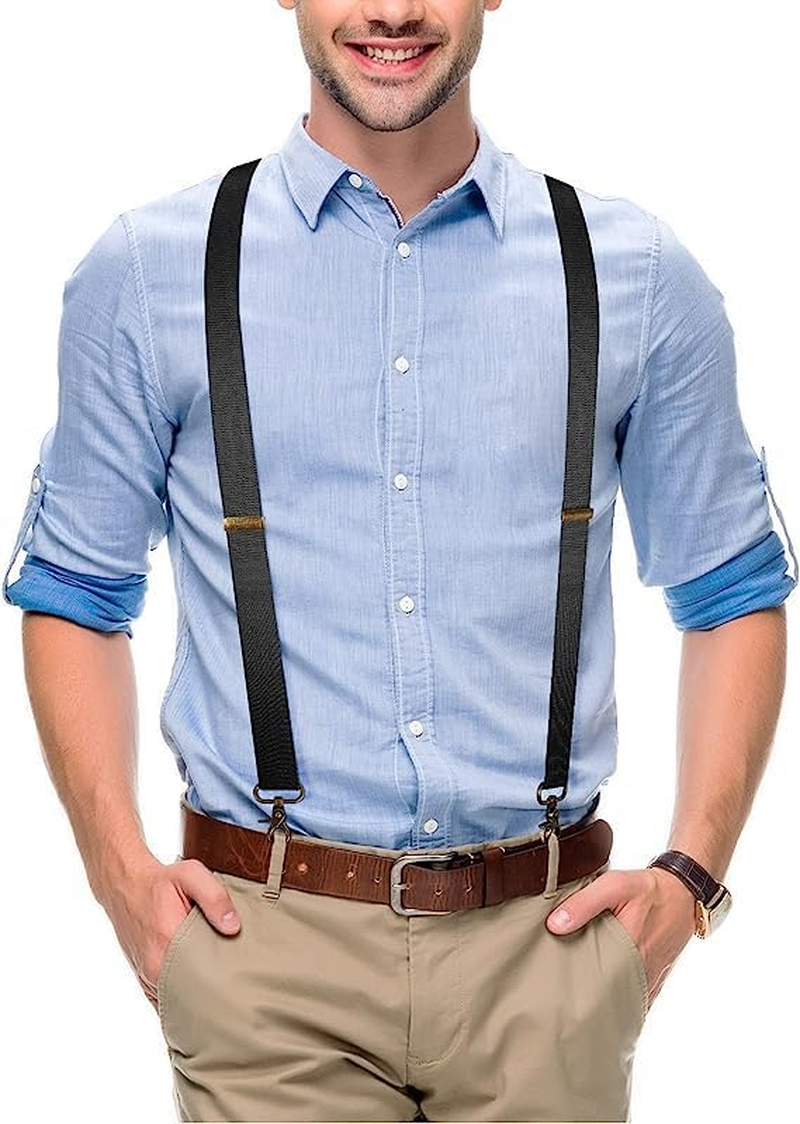 Wide Men'S Adjustable Elastic Suspenders - X-Shape and Y-Shape Clip-On Braces for Unisex Use image number 6