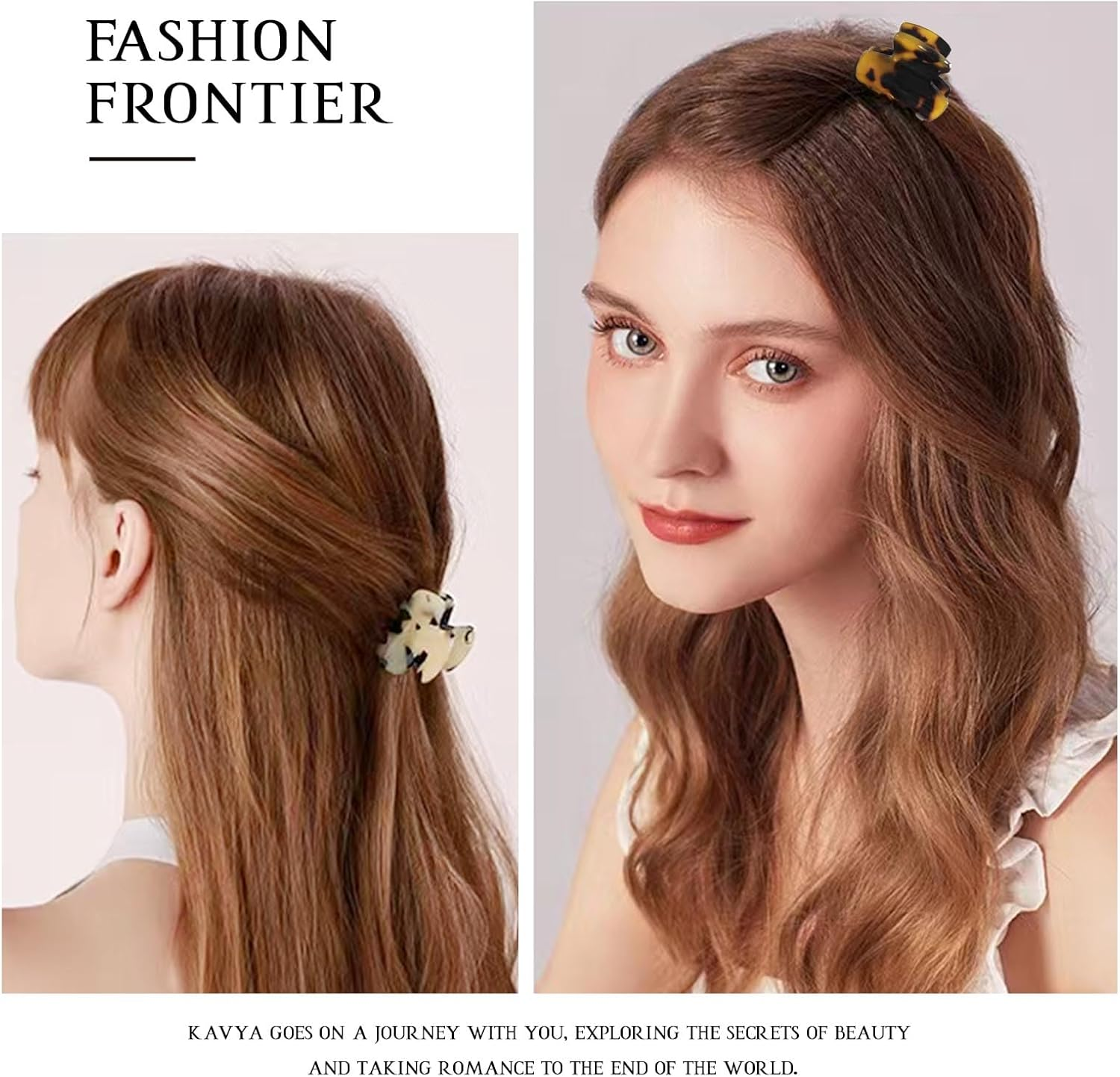 Kavya Pack of 6 Women'S Hair Clips, Small Square for Thin Hair, Non-Slip Hair Clips, Tortoiseshell Acetate Leopard Hair Clips for Women and Girls