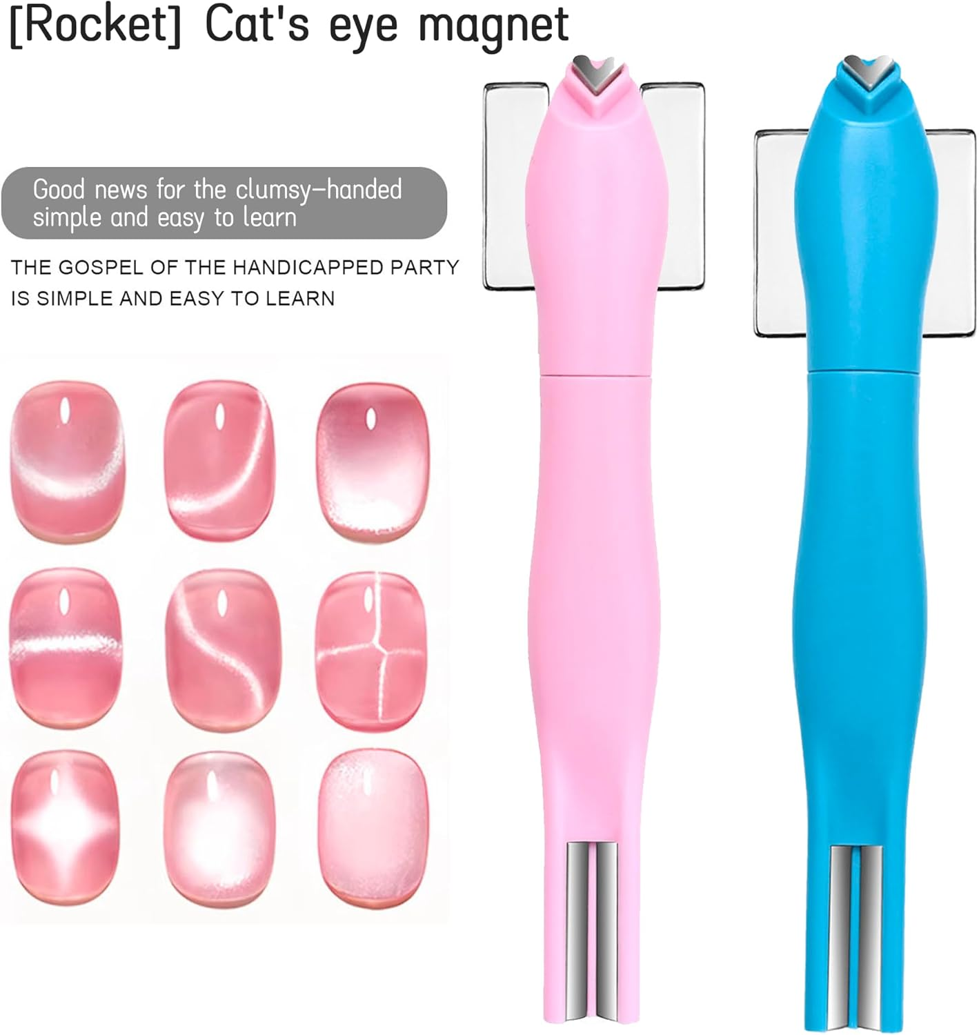 3-In-1 Heart Magnet for Cat Eye Gel Polish, Upgraded Magnetic Nail Art Pen with Heart/Round/Line Shapes, French Tip Tool for DIY & Salon Manicure (Pink)