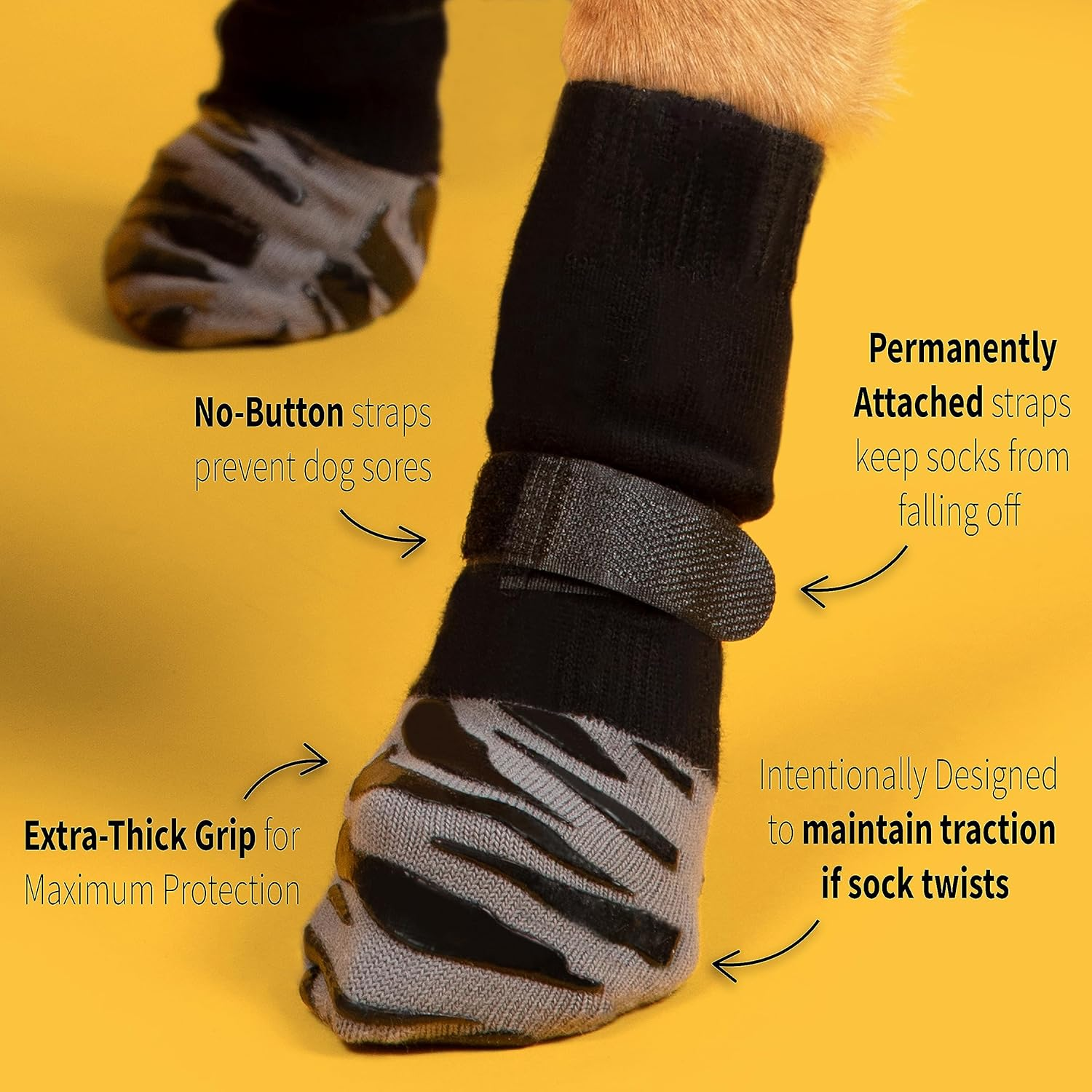 Premium Non-Slip Dog Socks for Hardwood Floors - Extra-Thick Grip That Works Even When Twisted - Prevents Licking, Slipping, and Great for Dog Paw Protection - Size Small