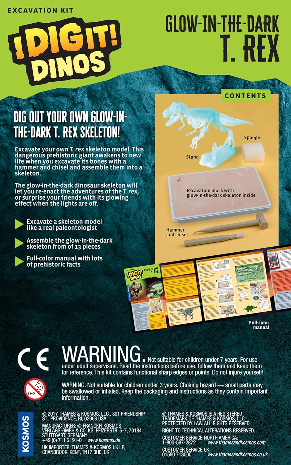 Thames & Kosmos I Dig It Dinos Glow-In-The-Dark T. Rex Excavation | Science Experiment Kit | Glowing Tyrannosaurus Rex Dinosaur Skeleton | Paleontology | 2018 Oppenheim Toy Portfolio Platinum Award image number 1