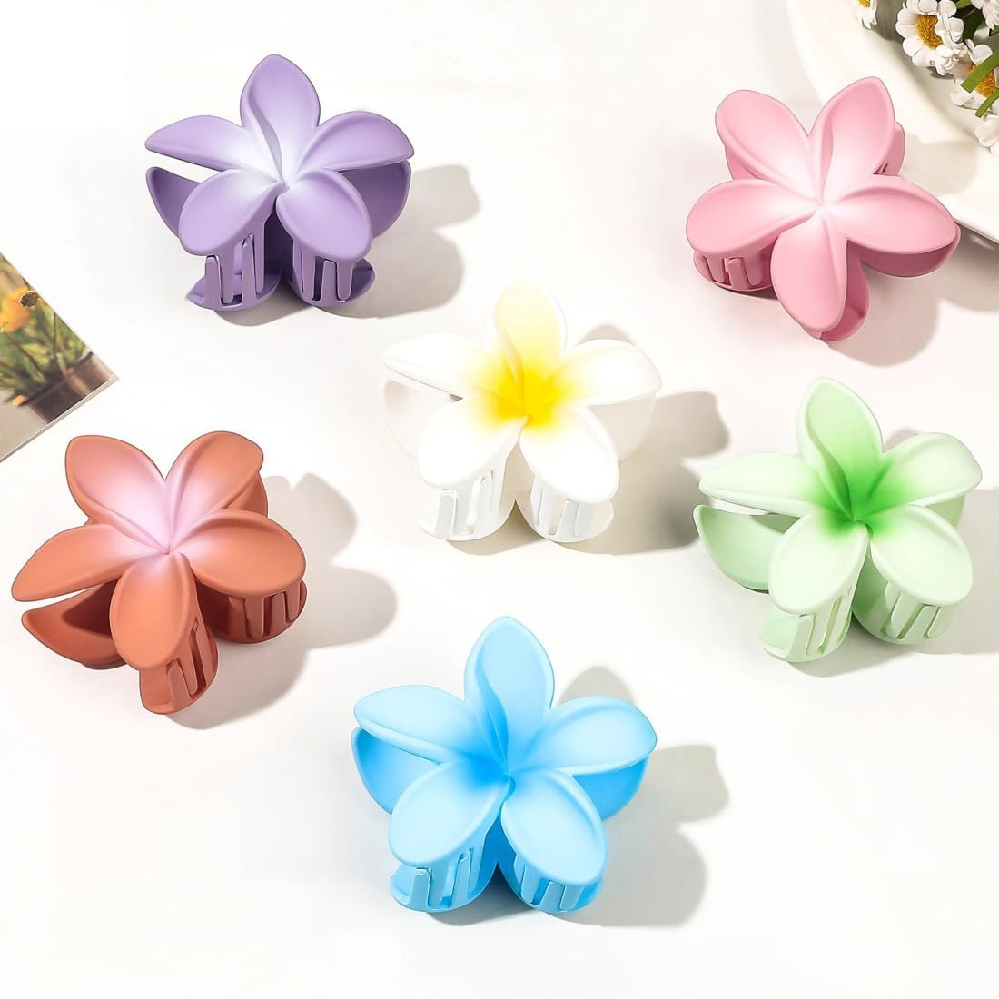 Wambere Pack of 1 Women'S Flower Hair Clips, Flower Hairpin, Hair Clips, Claw Clip, Non-Slip Plastic Hair Pin, Hair Clips, Headwear, Hair Accessories for Women and Girls for Daily Wear, Green image number 5