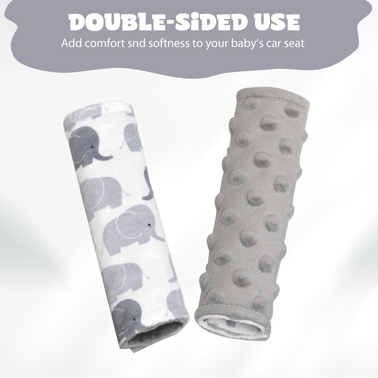 Car Seat Strap Covers for Babies Soft Car Seat Belt Covers, Mink Car Seat Straps Shoulder Pads for Boys and Girls, Grey image number 2