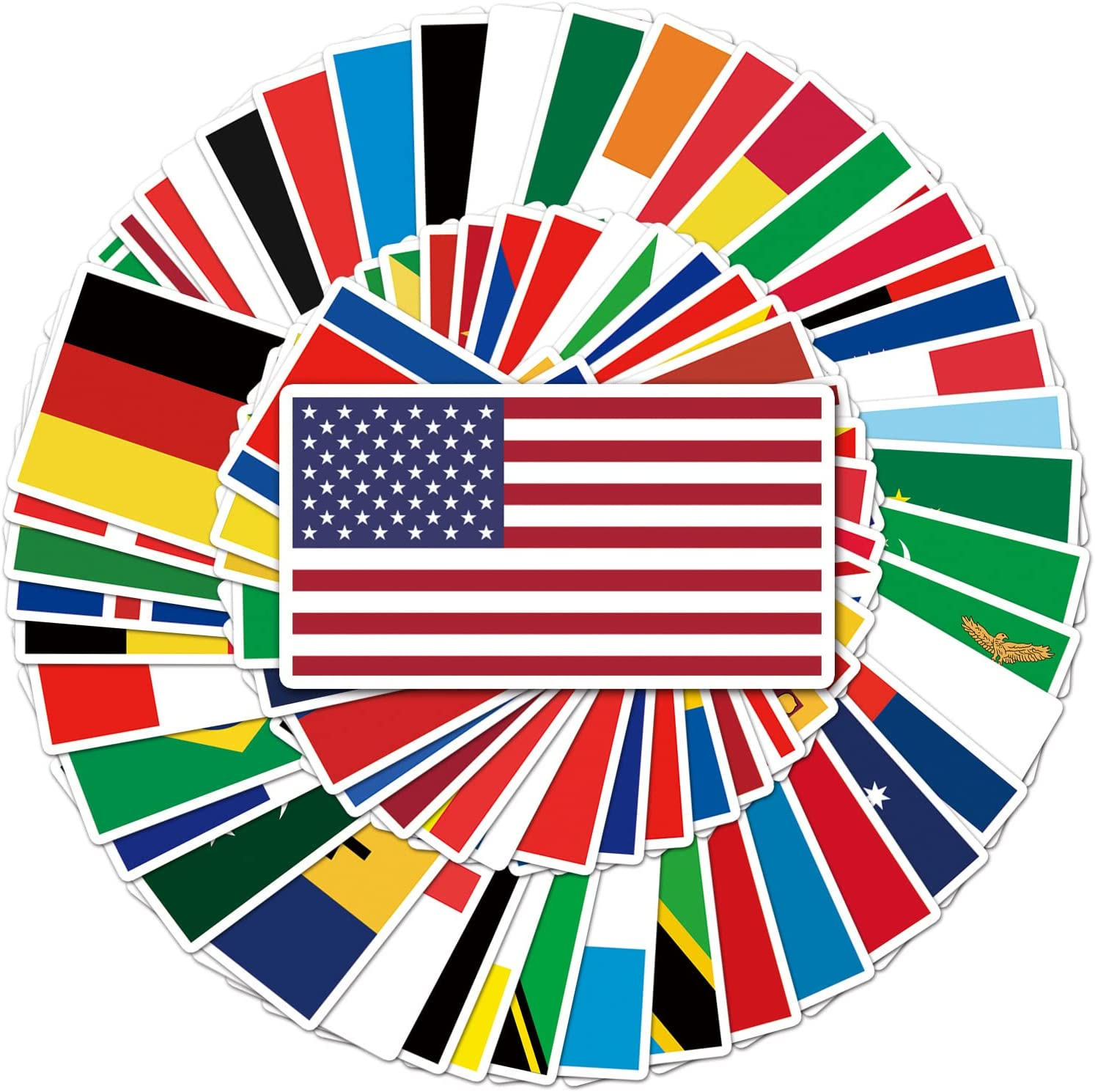 National Flag Country Map Stickers,100 Pcs World Flags Graffiti Vinyl Waterproof Decals for Water Bottles Computer Bicycle Skateboard Luggage Phone Pad Laptop Kids Teens Adults Stickers Pack image number 4