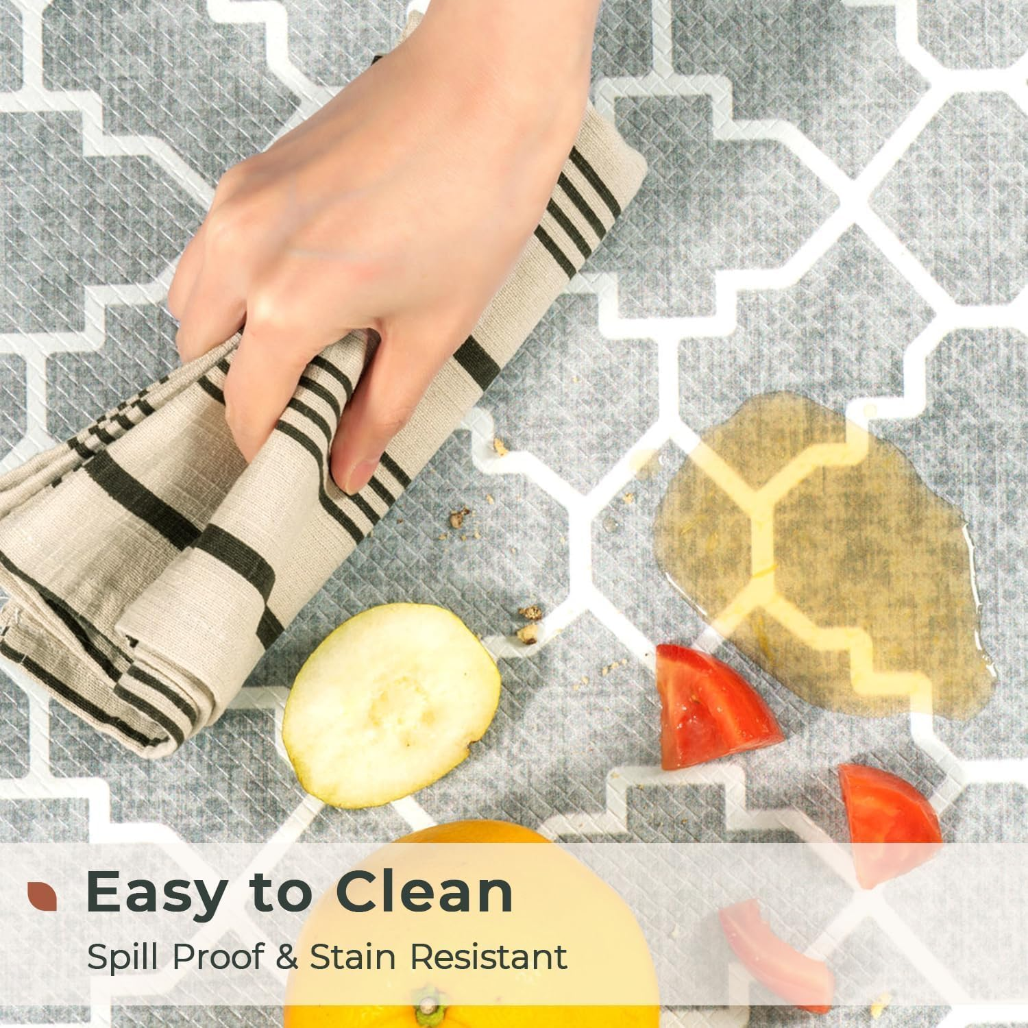 Anti Fatigue Kitchen Mat Set of 2 Non Slip Kitchen Mats for Floor Cushioned Kitchen Rugs Comfort Standing Mat Farmhouse Waterproof PVC Foam Kitchen Floor Mat Runner (Style U) image number 2