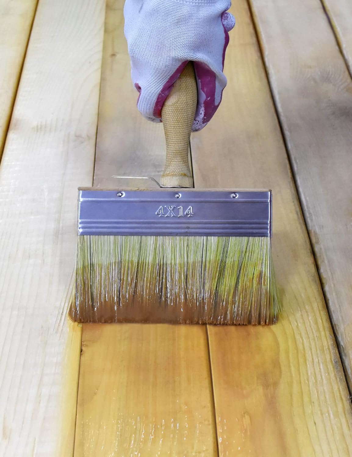 ROLLINGDOG Deck Stain Brush Applicator - Limewash Brush Wood Handle Large Deck Stain Brush for Wall, Wood, Fence, Floor Painting(5.5 Inch) image number 6