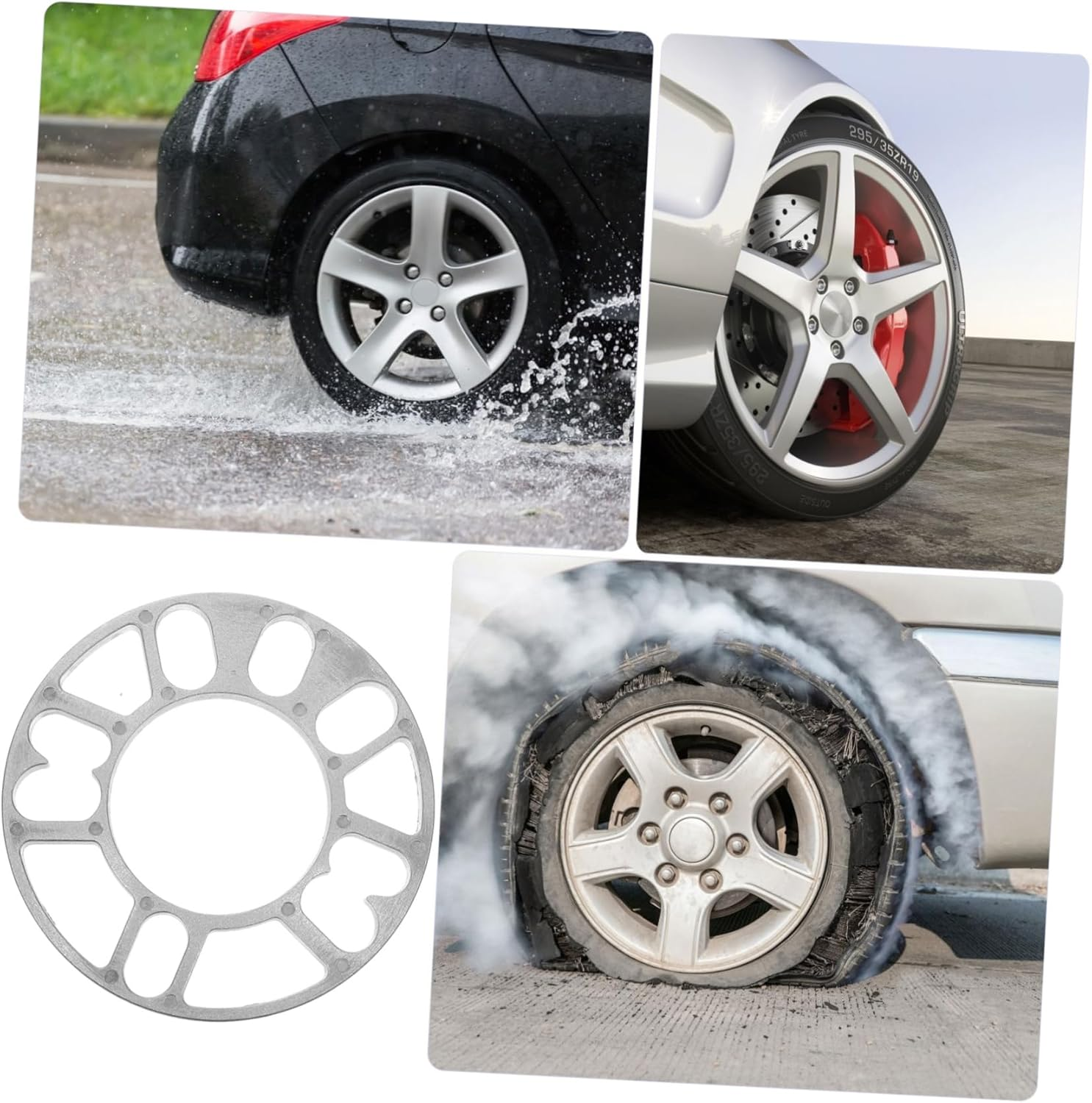 Beatifufu 4Pcs Wheel Spacers Shims Automotive Wheel Spacer Enhance Car Handling Metal Material Stop Tyre Rubbing image number 2