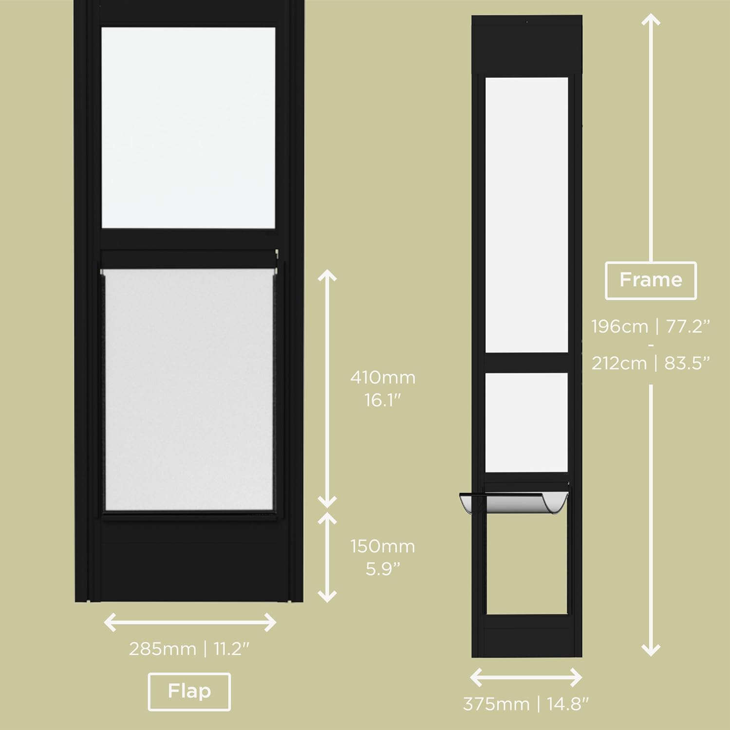 Large Black Glass Patio Pet Door