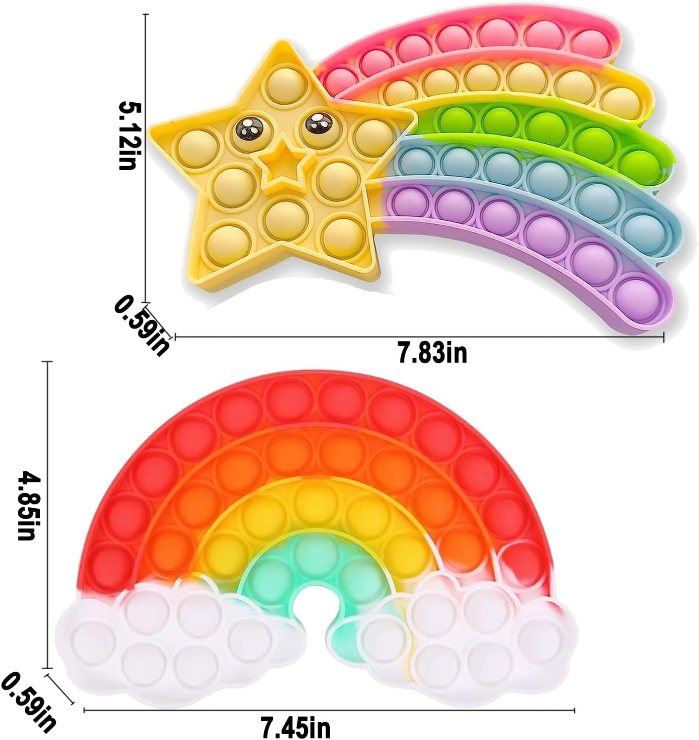 Fidget Toys Fidget Poppers Push Bubble Sensory Toy Silicone Popping Toy Anti-Anxiety Stress Relief Christmas Birthday Gift for Children (Rainbow Star Toy) image number 6