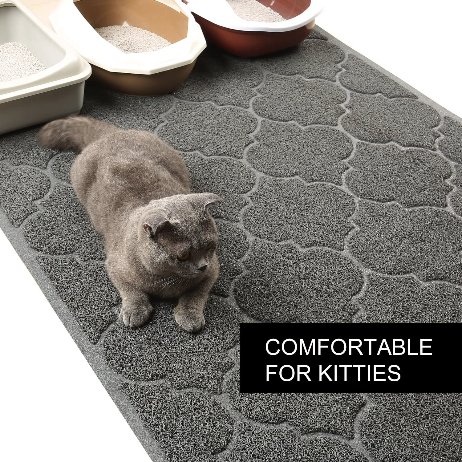 Cat Litter Mat, XL Super Size, Phthalate Free, Easy to Clean, 46X35 Inches, Durable, Soft on Paws, Large Litter Mat. image number 3