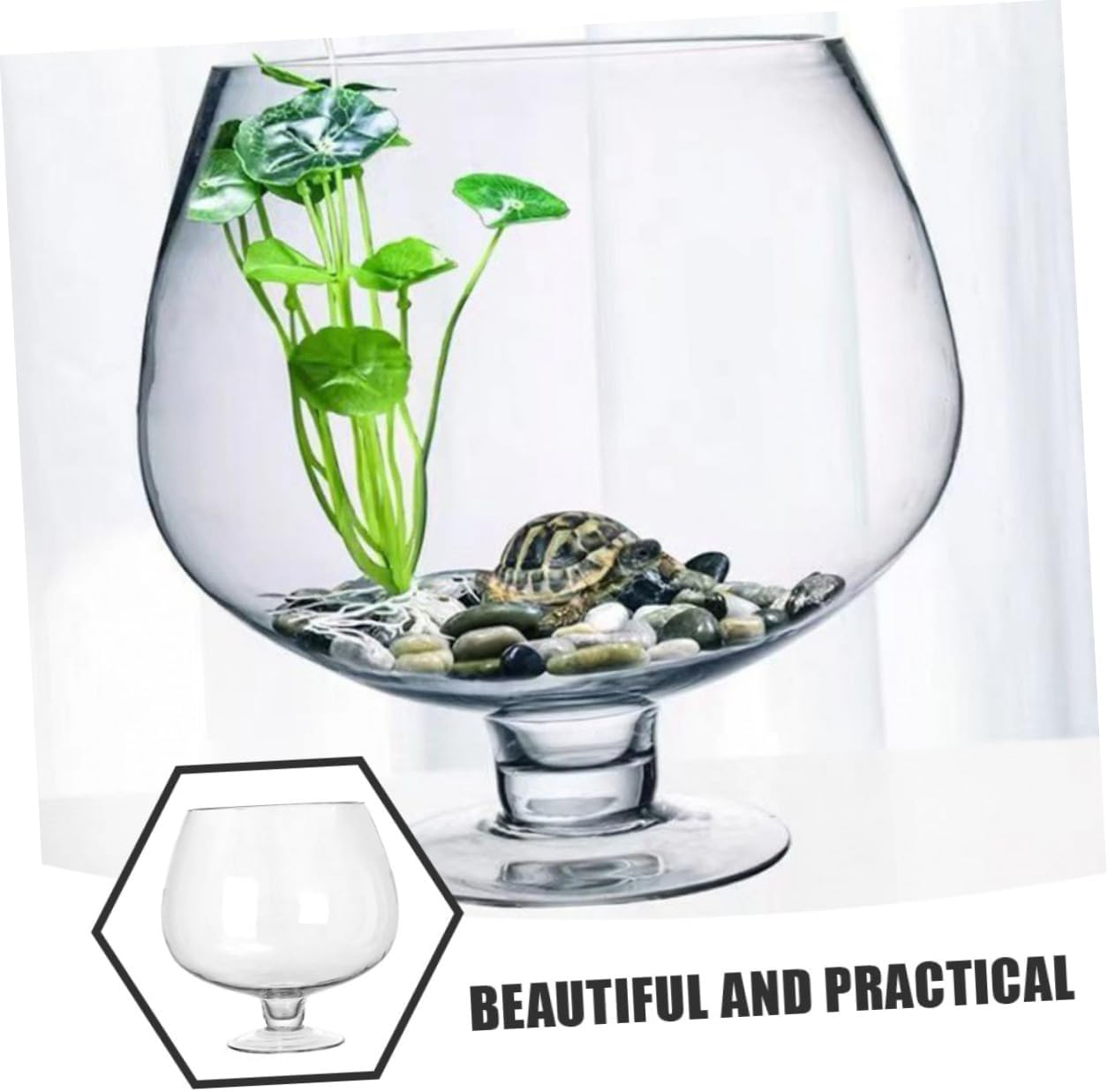 ABOOFAN Transparent Betta Tank Glass Fish Bowl Vase for Goldfish Small Aquatic Pets Eye Catching Tabletop Decoration for Home Office Versatile Capacity image number 3