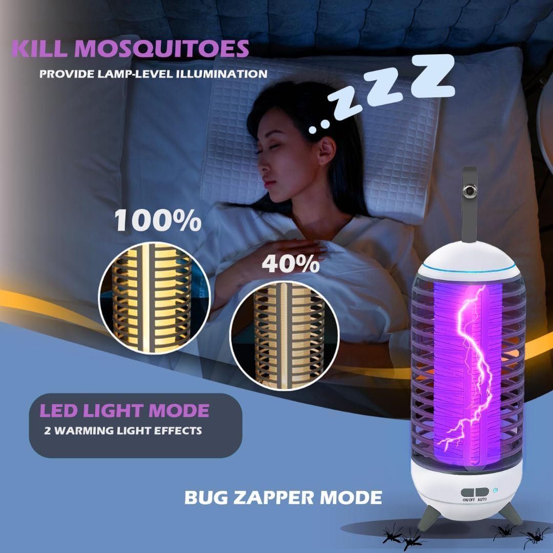 Mosquito Zapper Indoor Outdoor - Rechargeable 2500Mah Type-C Bug Zapper with Cleaning Brush - 2 in 1 Mosquito Trap Blue Light Lighting Lamp image number 5