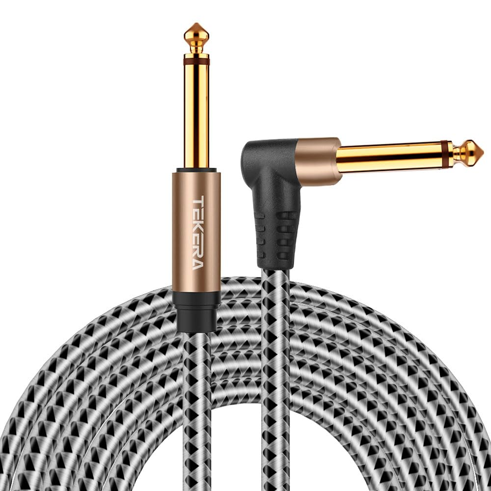 Guitar Cable, TEKERA Right Angle 1/4 Inch to 1/4 Inch TS Straight Male to Male 6.35Mm Mono Jack Cable 1.5M 3M 5M (3M) image number 5