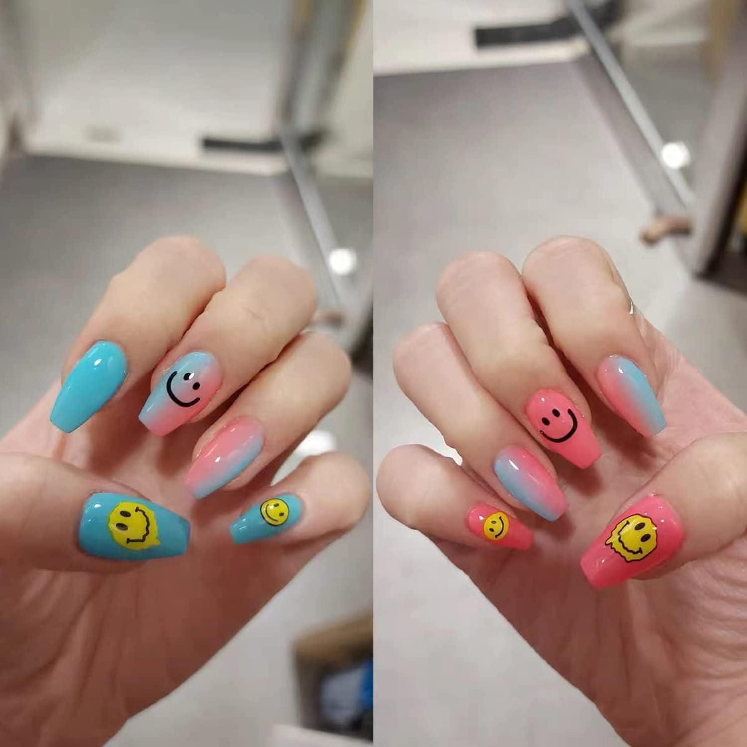 Graffiti Fun Nail Art Stickers Decals Abstract Yellow Twisted Face Nail Art Sticker 3D Self Adhesive DIY Design Fashion Trend Glamour Decoration Accessories for Ladies Girls Kids (2 Sheets) - Coffee image number 5