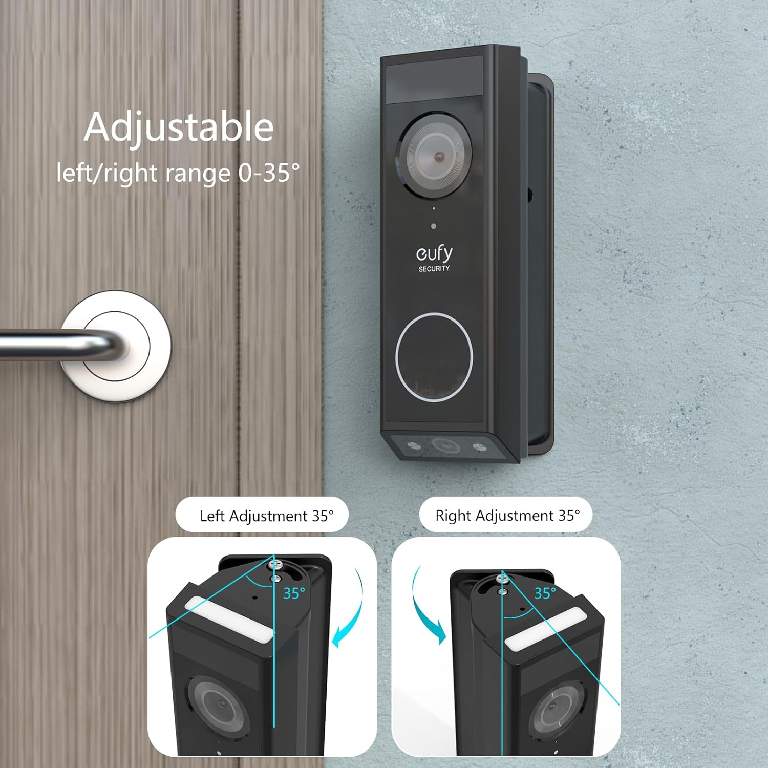HOLACA Bracket Compatible with Eufy Security Video Doorbell E340, Can Be Pivoted on Both Sides 0-35&deg; Each image number 1