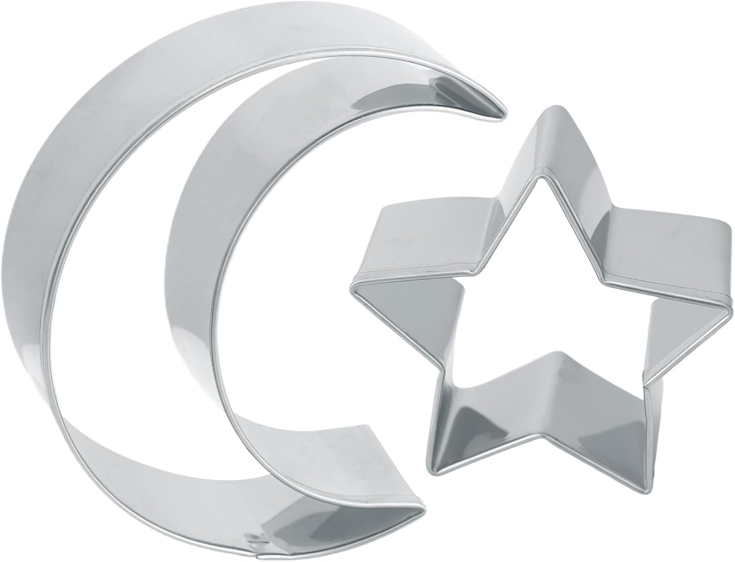 Star and Moon Cookie Cutter, Stainless Steel Cookie Cutters Moon Star Shaped Biscuit Form Night Sky Theme Biscuit Form for Pastry Cake Fondant Decor image number 3