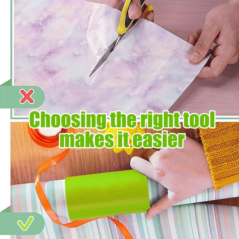 Geli 2 Pieces Green Portable Sliding Gift Wrapping Paper Roll Cutter Tool, Paper Cutter Makes Easy to Cut Thanksgiving Christmas Wall Sticker Decorations image number 6
