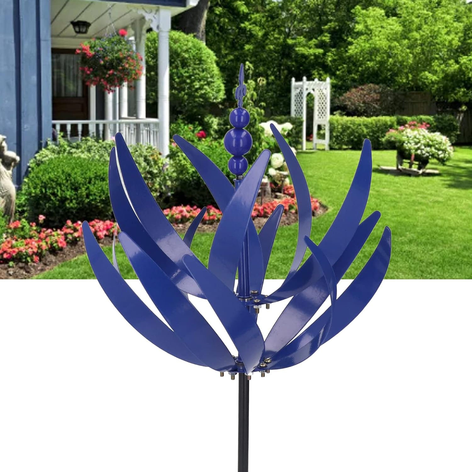 Wind Spinners, 7.9 X 35.4In Iron Yard Garden Wind Spinners Outdoor Metal Wind Spinners Beautiful Wind Sculptures Spinners for Yard Garden Outdoor Decoration image number 5